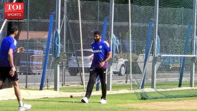 Jasprit Bumrah fine-tuning his bowling skills in Birmingham nets.