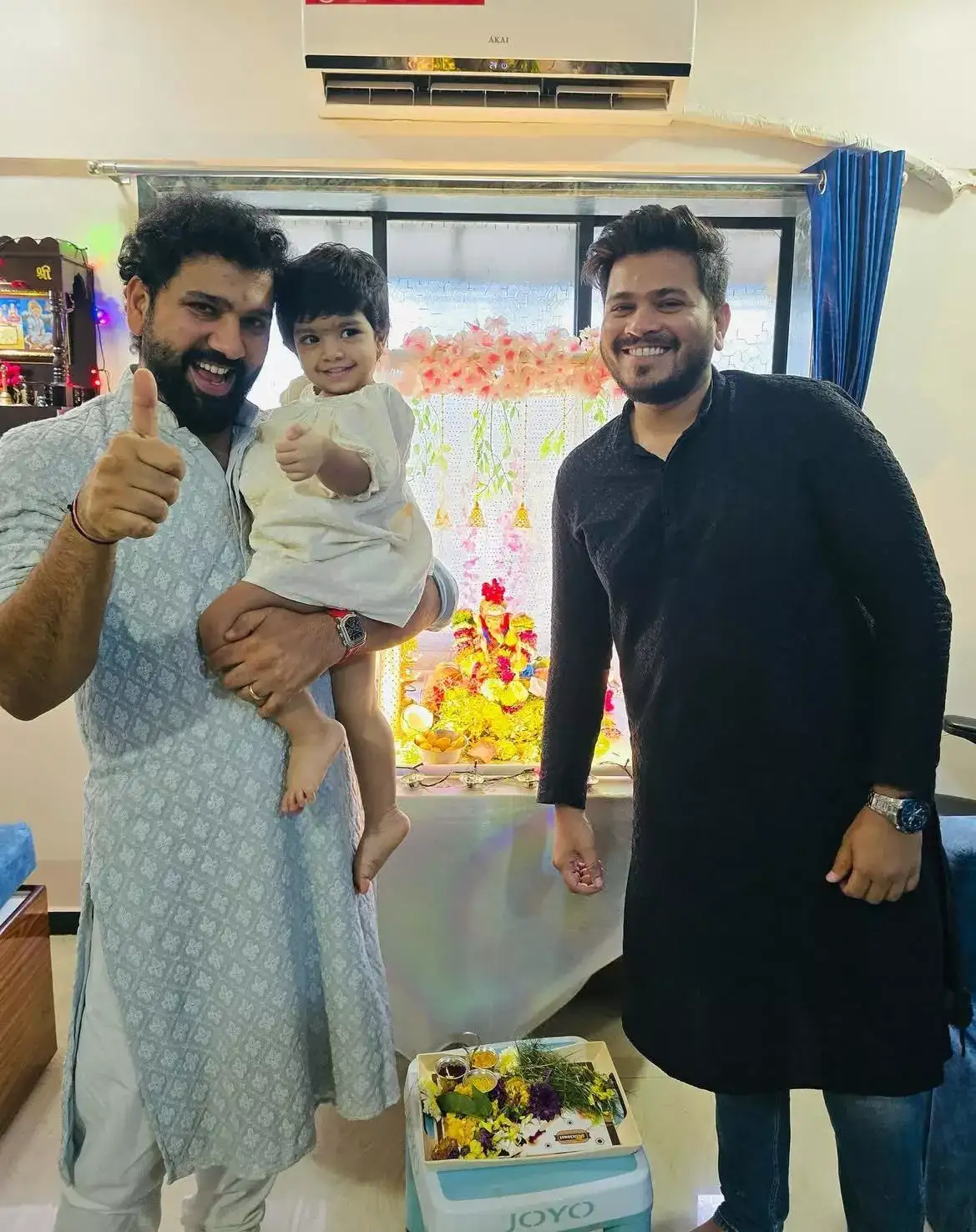 In pictures: Rare pic of Rohit Sharma with brother, family on Ganesh Chaturthi in Mumbai